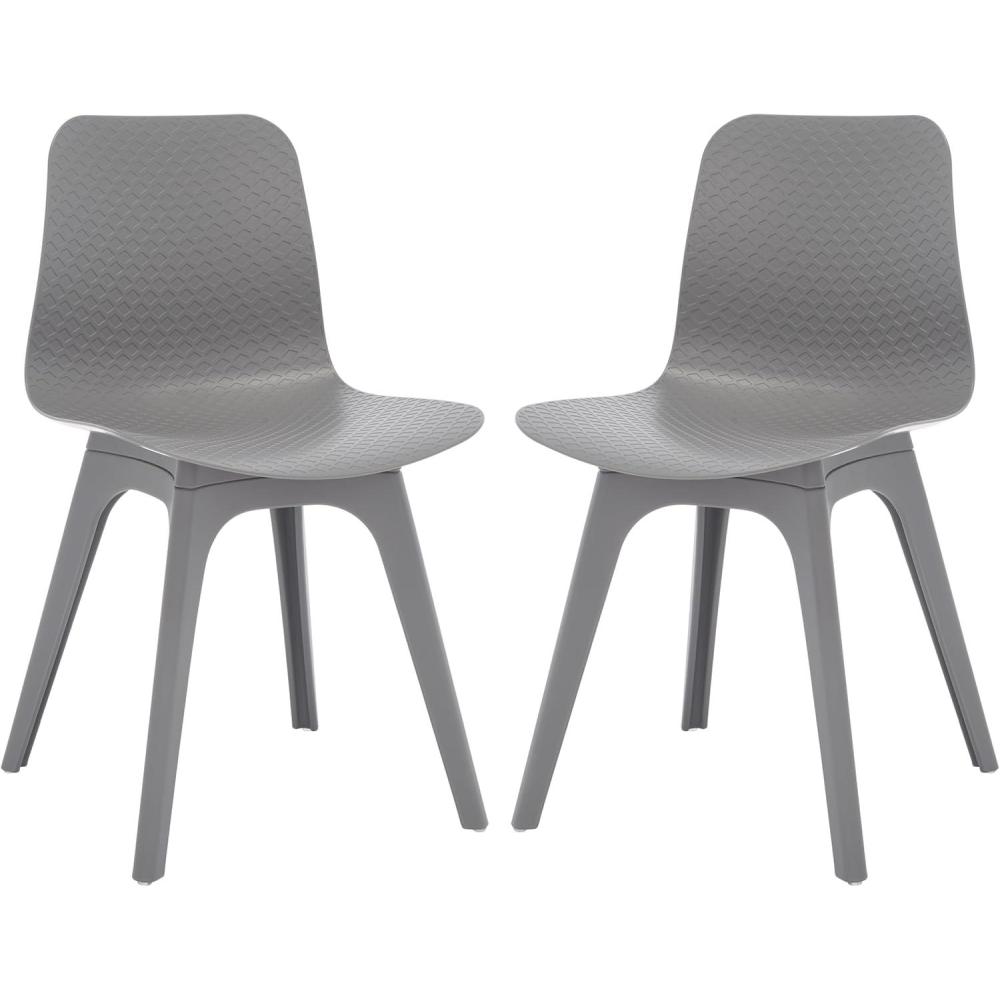 image:imageSAFAVIEH Couture Collection Damiano Retro White Molded Plastic Dining Chair Set of 2Grey