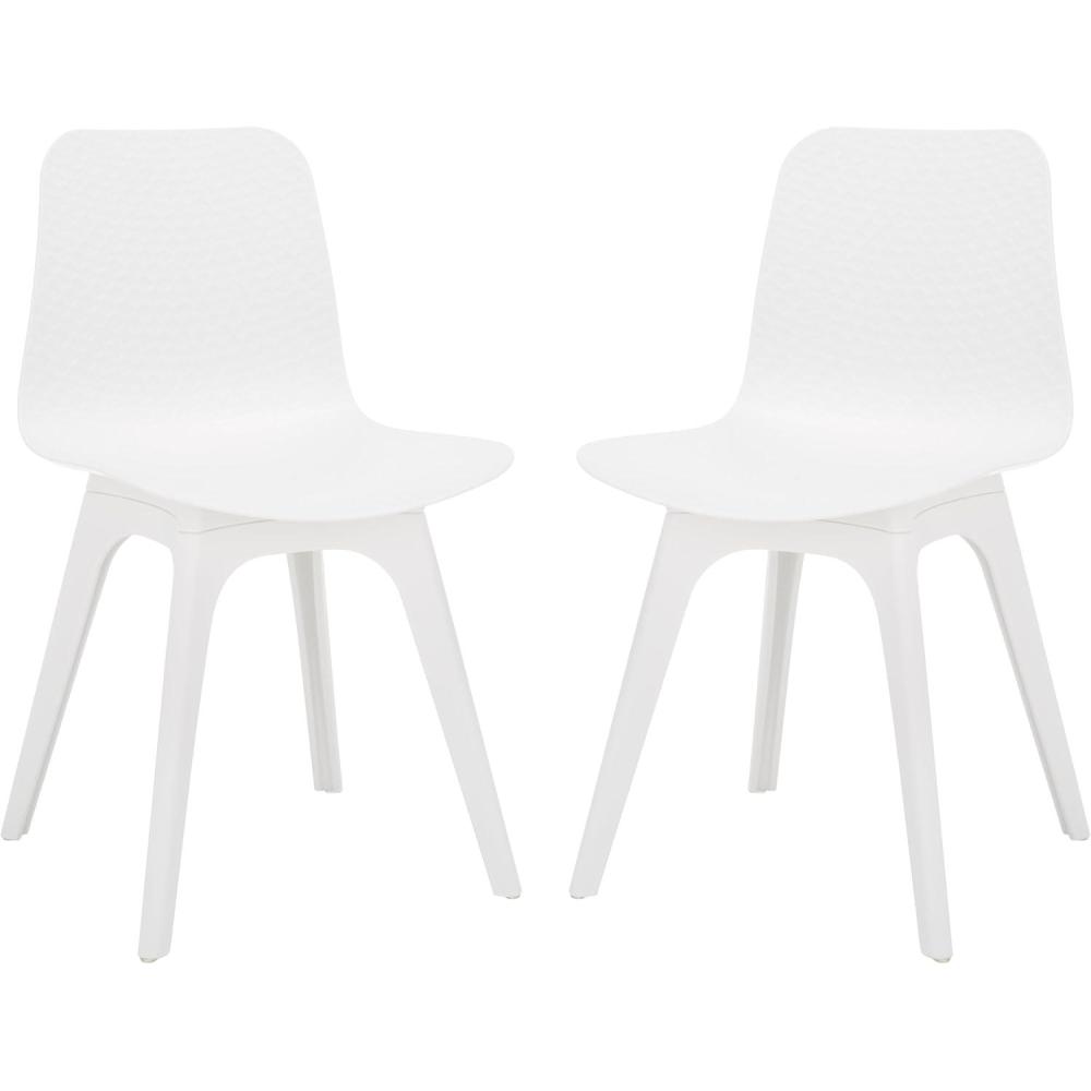 image:imageSAFAVIEH Couture Collection Damiano Retro White Molded Plastic Dining Chair Set of 2White