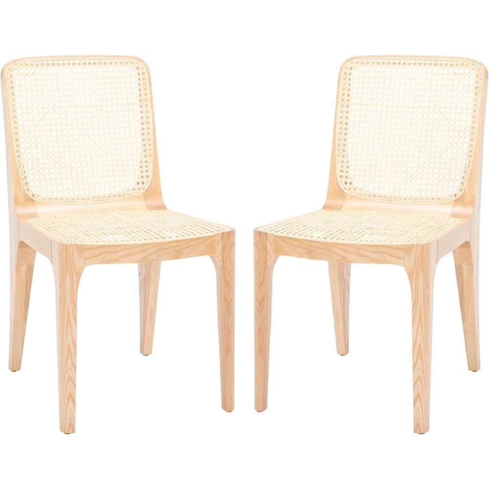 image:imageSAFAVIEH Couture Collection Frank Tropical Coastal BlackNatural Rattan Dining Chair Set of 2Natural