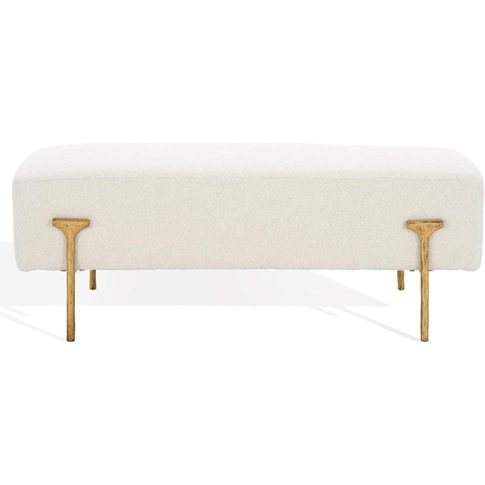 image:imageSAFAVIEH Couture Collection Jessa Glam Ivory Boucle amp Black BenchIvoryBrass