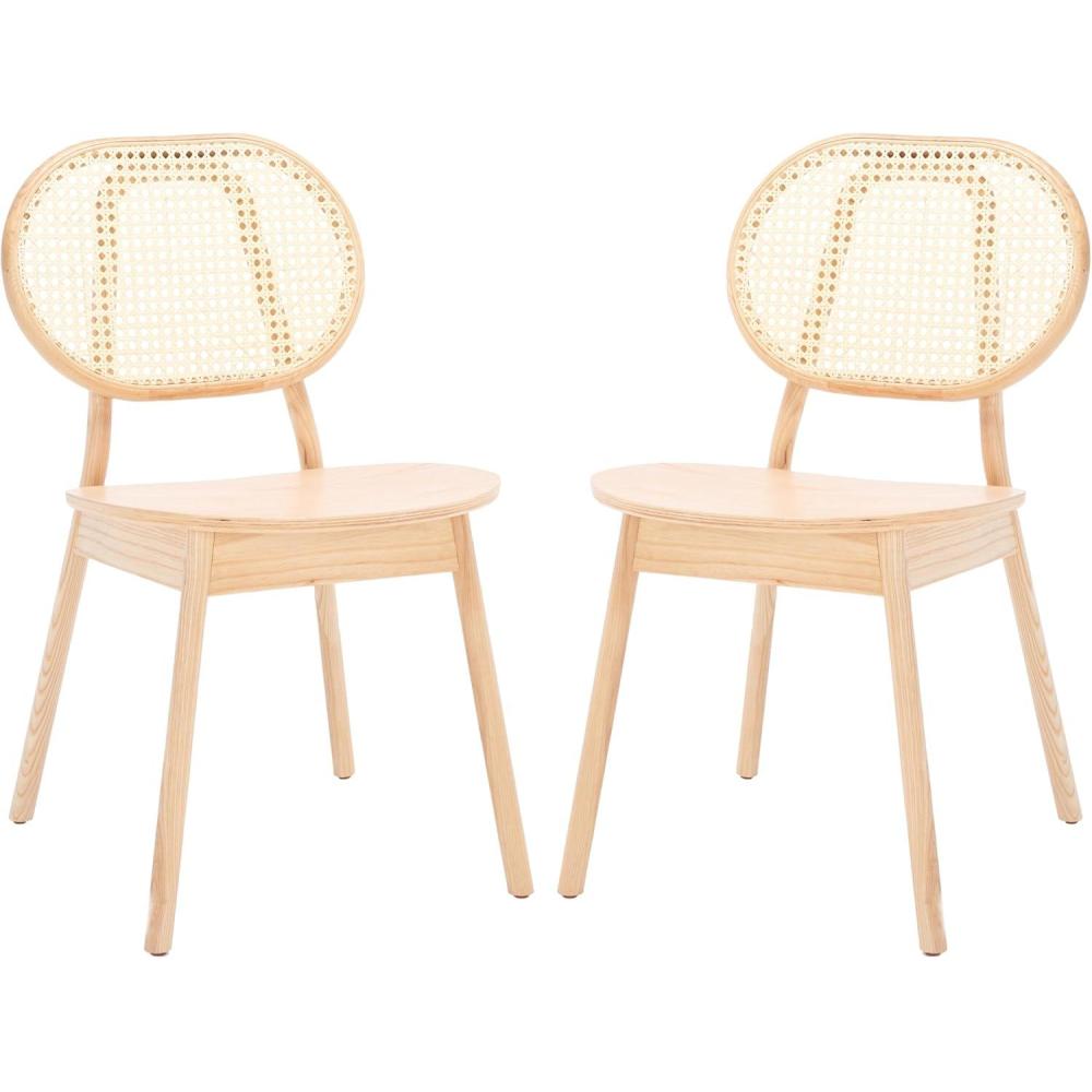 image:imageSAFAVIEH Couture Collection Kristianna Tropical Coastal BlackNatural Rattan Round Back Chair Set of 2Natural