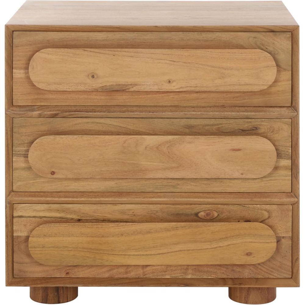 image:imageSAFAVIEH Couture Collection Lesliette Natural Brown 3Drawer Solid Wood Nightstand Fully Assembled