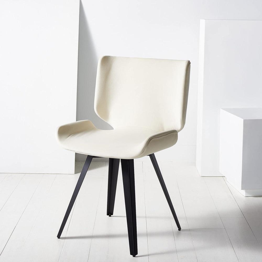 image:imageSAFAVIEH Couture Collection Matty MidCentury Modern Scandinavian Mustard Velvet Dining ChairCreme