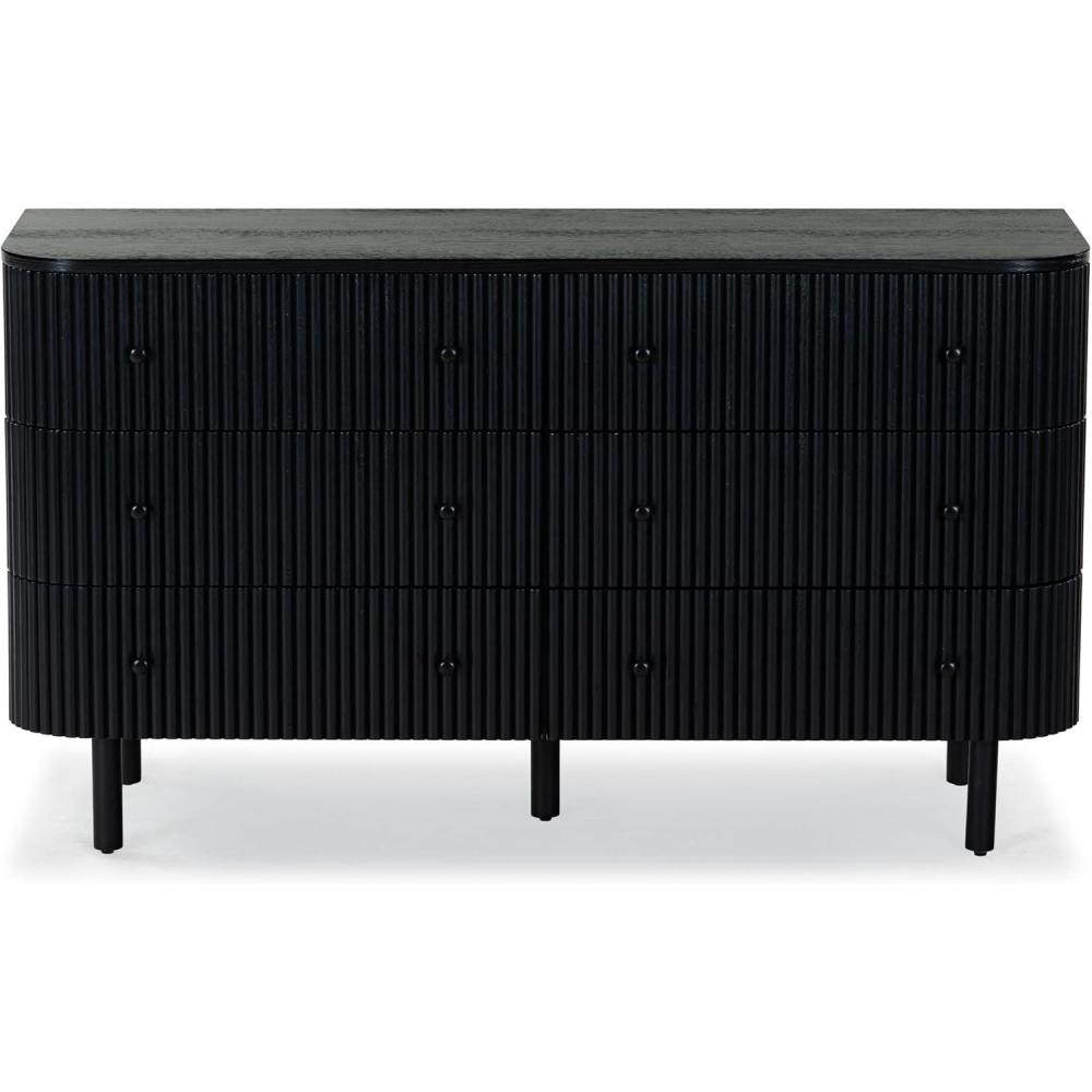image:imageSAFAVIEH Couture Collection Shelbie Black 6Drawer Reeded DresserBlackBlack