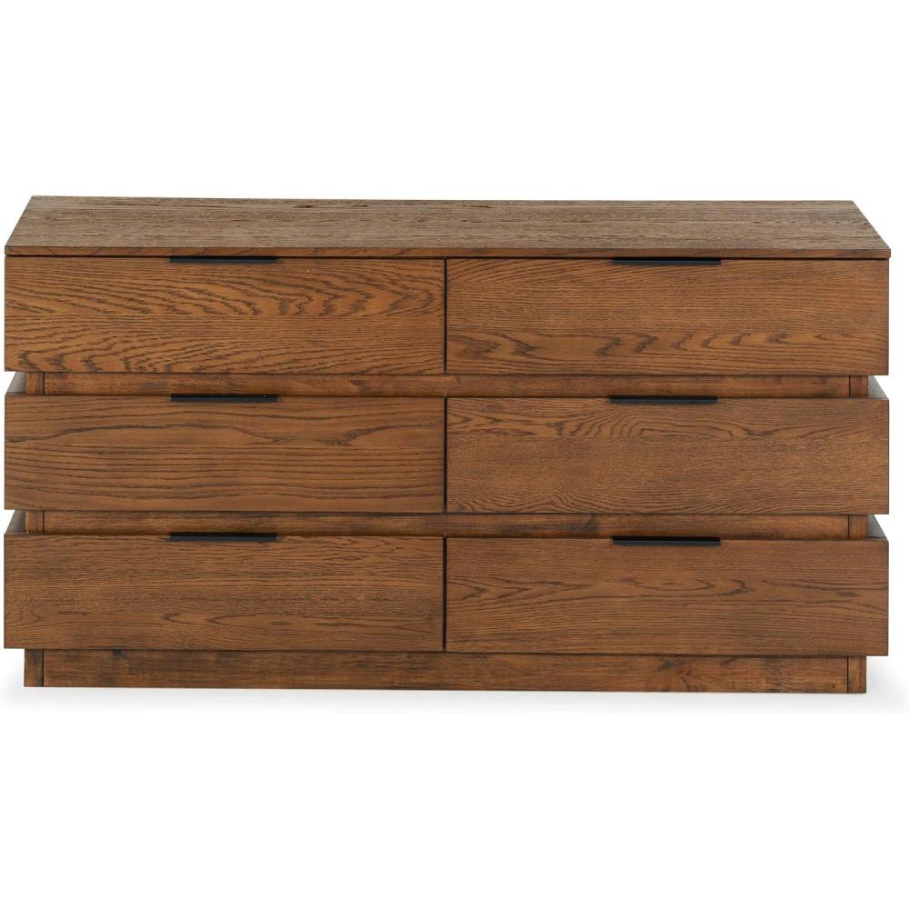 image:imageSAFAVIEH Couture Collection Titus Black 6Drawer Stacked Dresser Fully AssembledMedium Oak