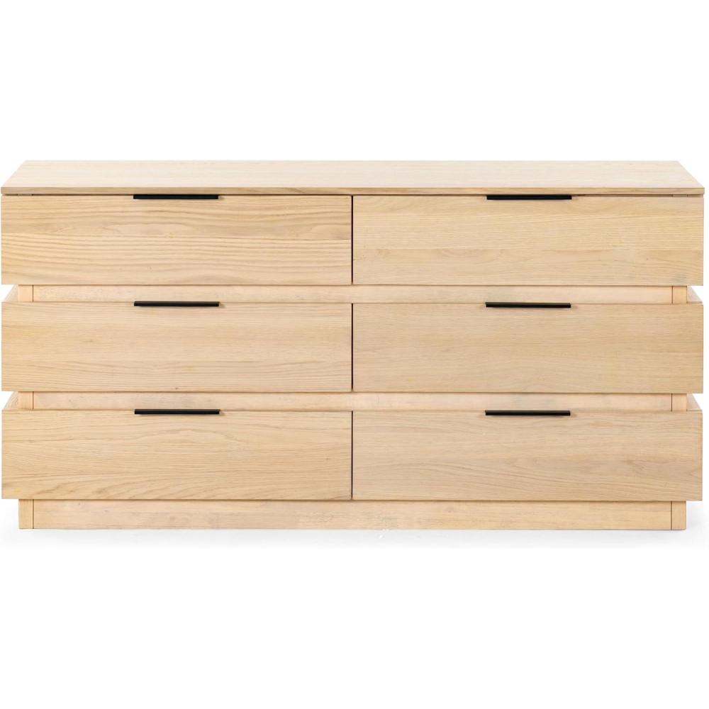 image:imageSAFAVIEH Couture Collection Titus Black 6Drawer Stacked Dresser Fully AssembledOak