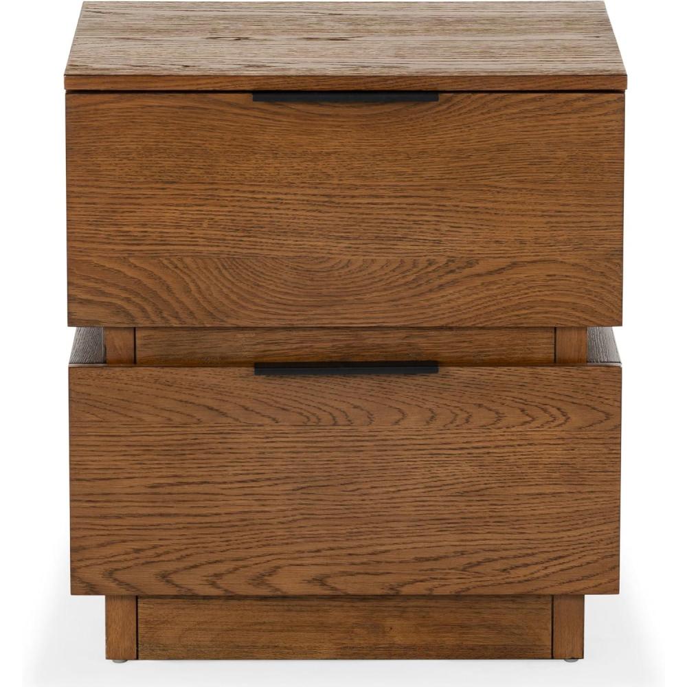 image:imageSAFAVIEH Couture Collection Titus Oak Brown 2Drawer Stacked Nightstand Fully AssembledMedium Oak