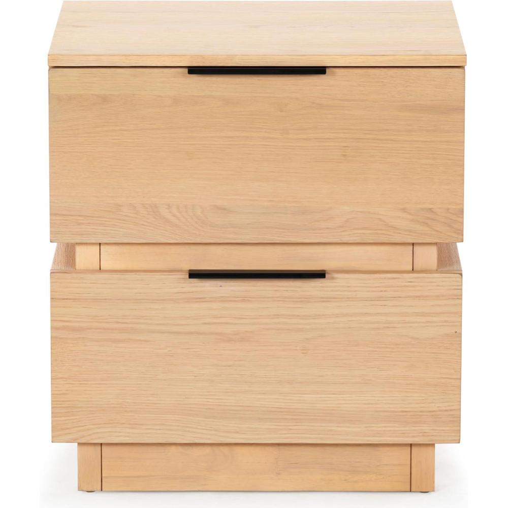 image:imageSAFAVIEH Couture Collection Titus Oak Brown 2Drawer Stacked Nightstand Fully AssembledOak