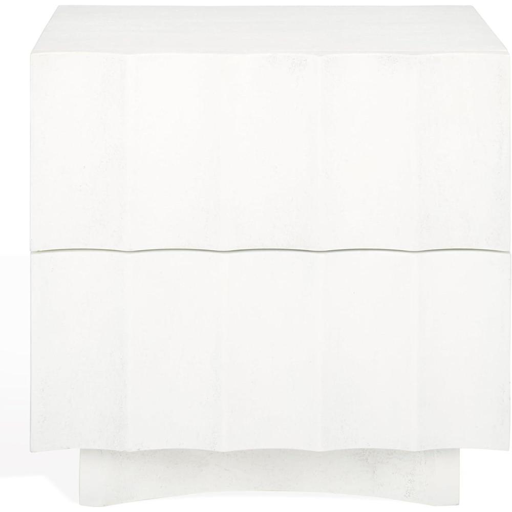 image:imageSAFAVIEH Couture Collection Woodworth White 2Drawer Cement Nightstand Fully AssembledWhite