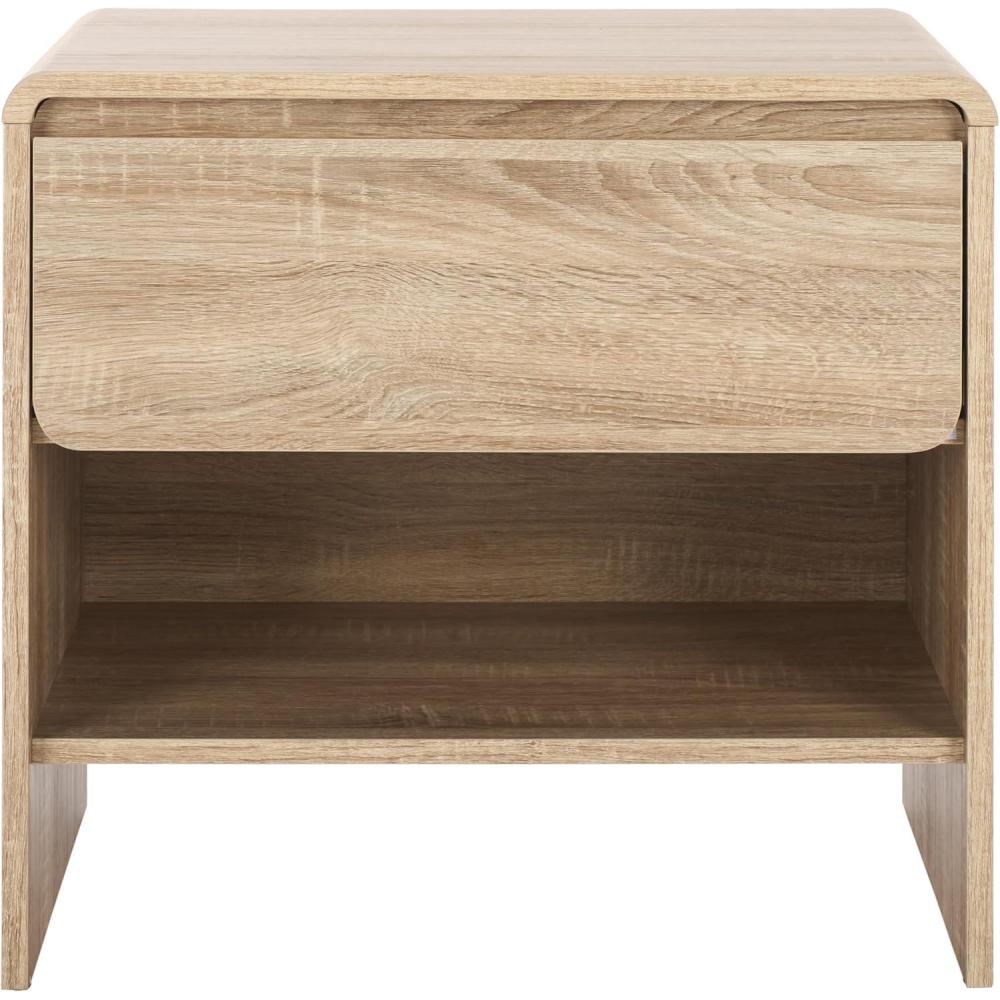 image:imageSAFAVIEH Home Collection  Arsenio 1Drawer 1Shelf Nightstand Table Light Cream Modern Bedside Storage NST3100CLight Cream