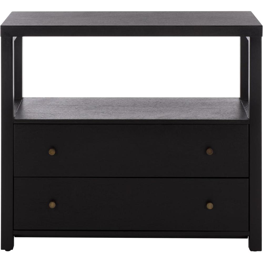 image:imageSAFAVIEH Home Collection Ernest Natural Brown amp White Washed 2Drawer 1Shelf Chest Modern Storage Cabinet Fully Assembled CHS6605ABlack