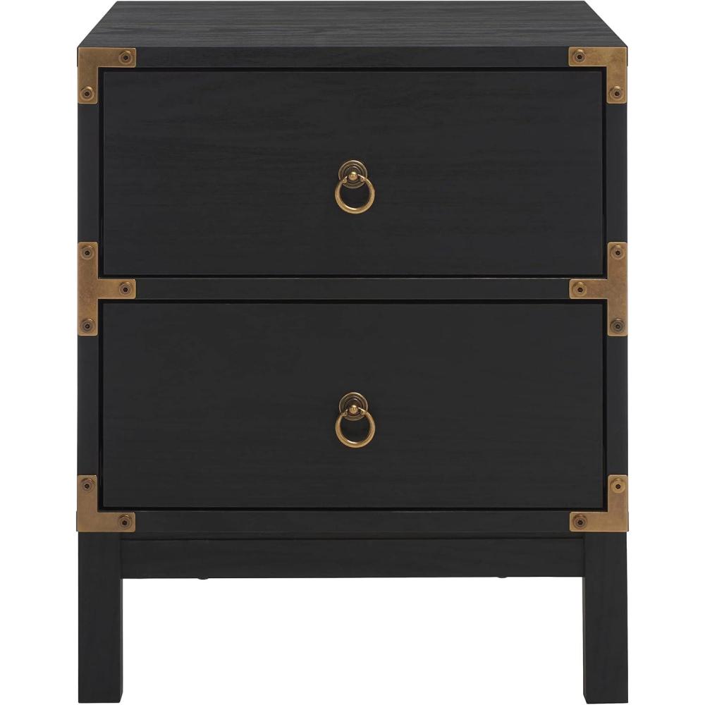 image:imageSAFAVIEH Home Collection Galio Black amp Gold 2Drawer Nightstand VintageInspired Bedside Table with Storage for Bedroom NST9600BBlackGold