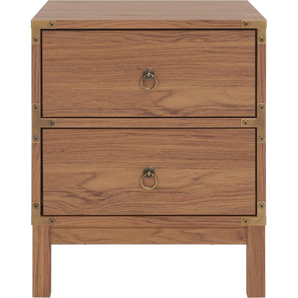 image:imageSAFAVIEH Home Collection Galio Black amp Gold 2Drawer Nightstand VintageInspired Bedside Table with Storage for Bedroom NST9600BOakGold