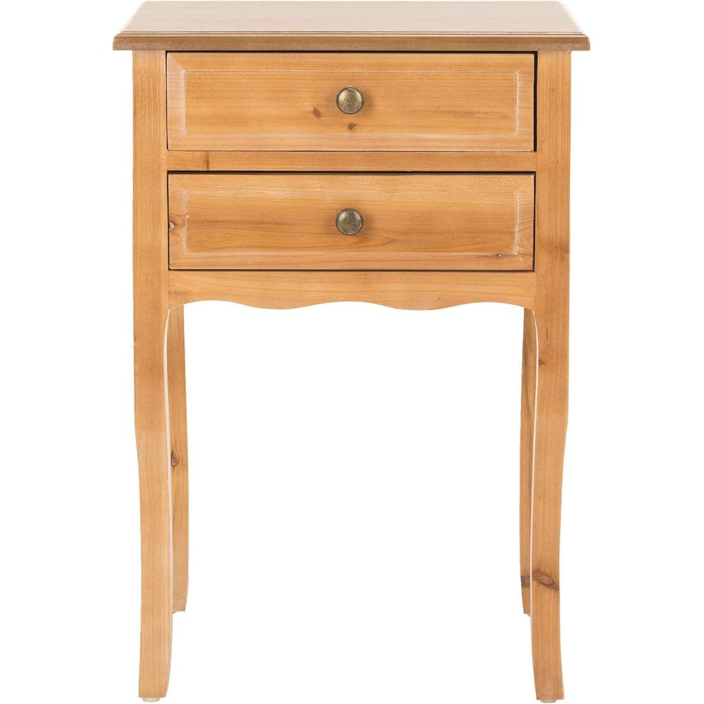 image:imageSAFAVIEH Home Collection Lori Ash Grey End Table with Two Storage Drawers French Farmhouse Accent Table Scalloped Apron Design Fully Assembled AMH6576BRed Maple