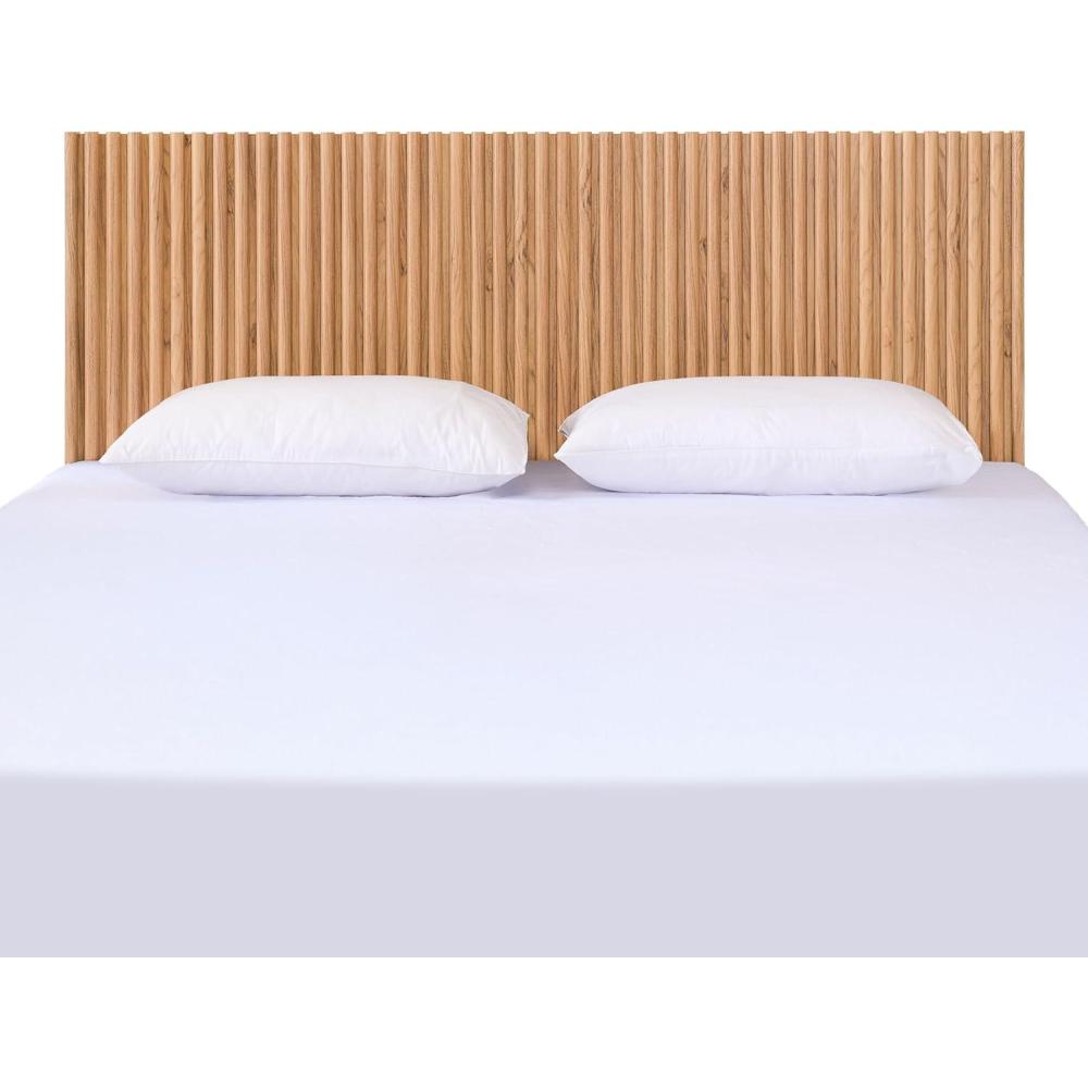 image:imageSAFAVIEH Home Collection  Telsi Bleached White Mounted Wood Headboard King Size Modern Vertical Slat Design Easy WallMount Bedroom Accent HBD9600BKOak