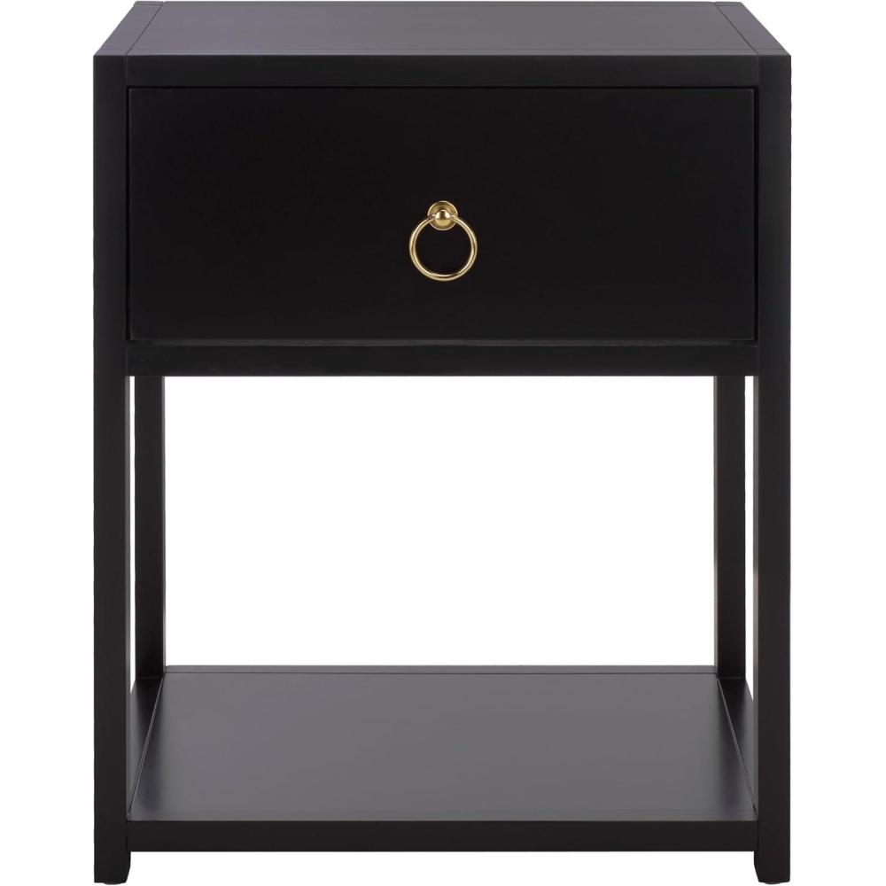 image:imageSAFAVIEH Home Collection Yudi Turquoise Nightstand with Drawer amp Shelf Contemporary Accent Storage Table Fully Assembled NST9201CBlack