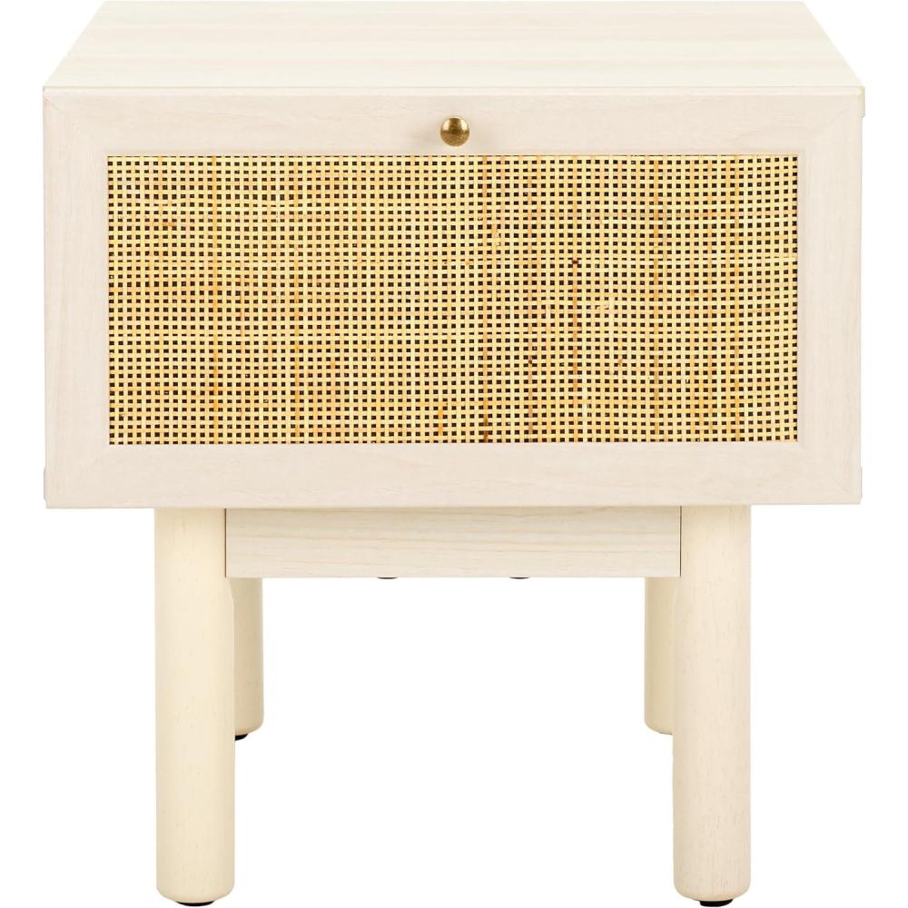 image:imageSAFAVIEH Home Collection Aino Oak 1Drawer NightstandBleached WhiteNatural