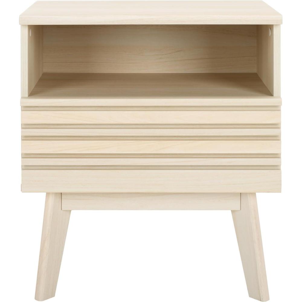 image:imageSAFAVIEH Home Collection ESMA Distressed Black 1Drawer 1Shelf NightstandBleached White
