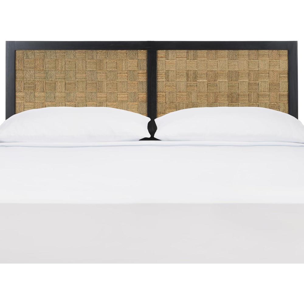 image:imageSAFAVIEH Home Collection Halvor Rattan Queen Size Headboard Light Brown Frame amp Natural BrownBlack