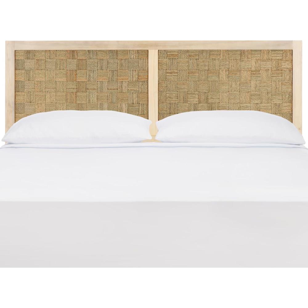 image:imageSAFAVIEH Home Collection Halvor Rattan Queen Size Headboard Light Brown Frame amp Natural BrownWhite Wash