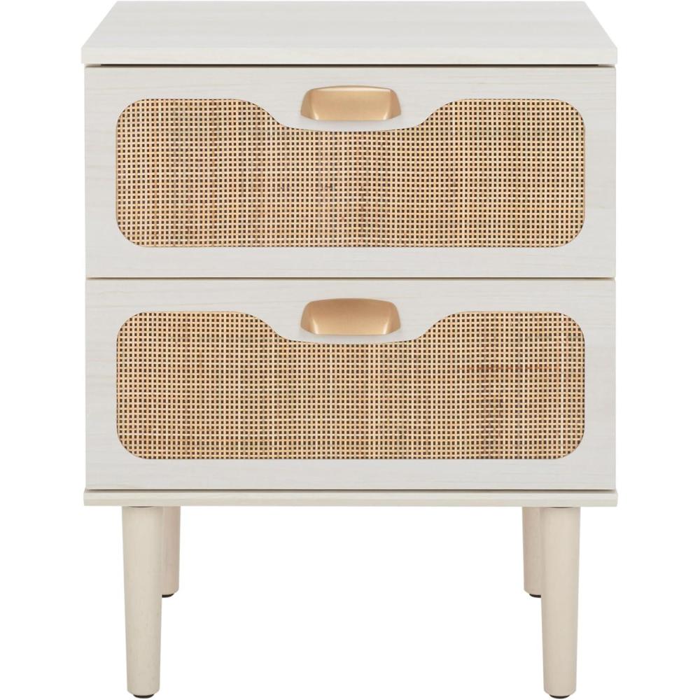 image:imageSAFAVIEH Home Collection Irelia Distressed Black 2Drawer NightstandBleached WhiteNatural