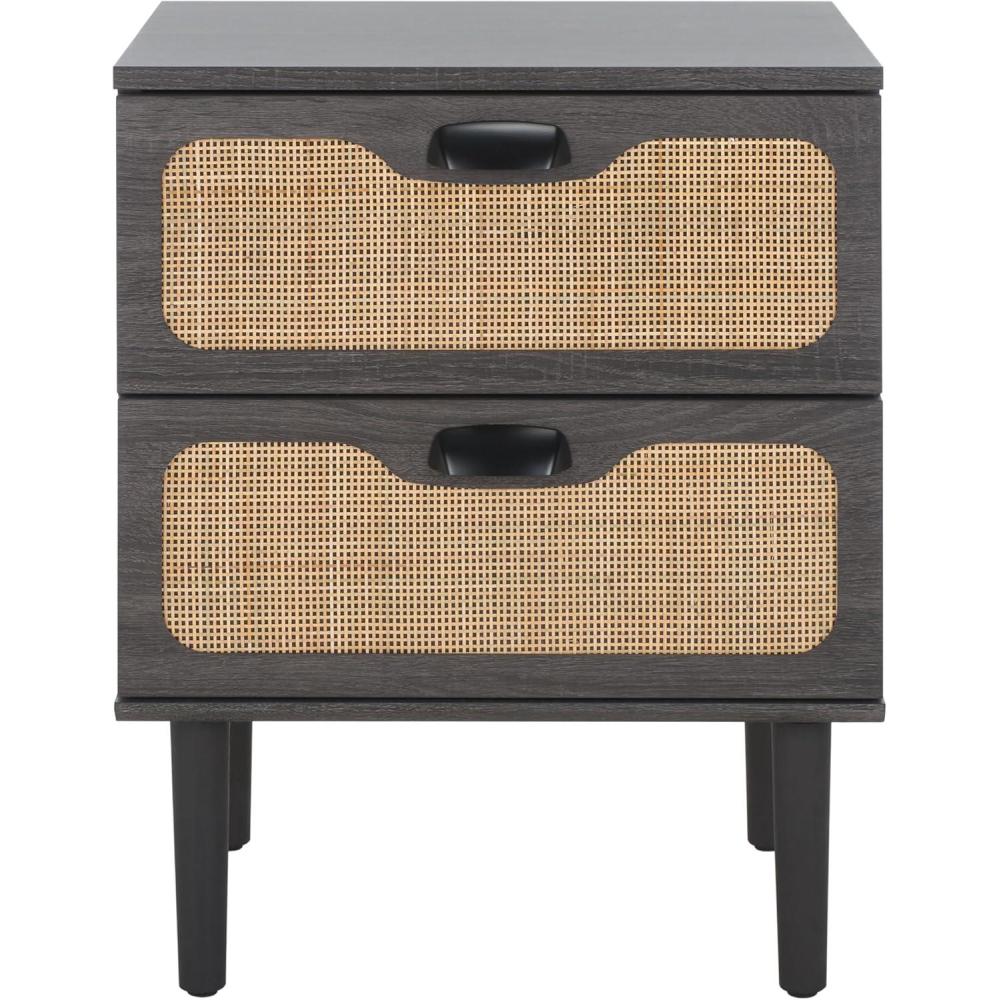 image:imageSAFAVIEH Home Collection Irelia Distressed Black 2Drawer NightstandDistressed BlackNatural