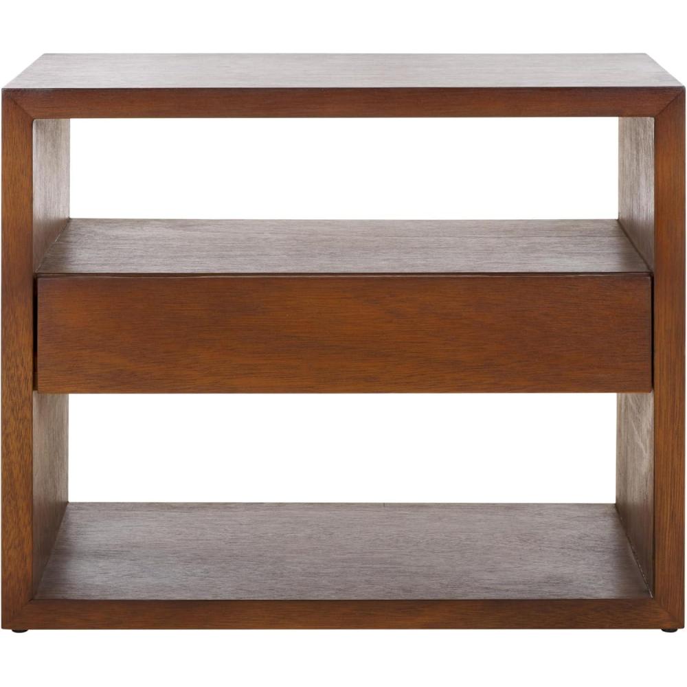 image:imageSAFAVIEH Home Collection Munson Natural 2Shelf 1Drawer Nightstand Fully AssembledNatural