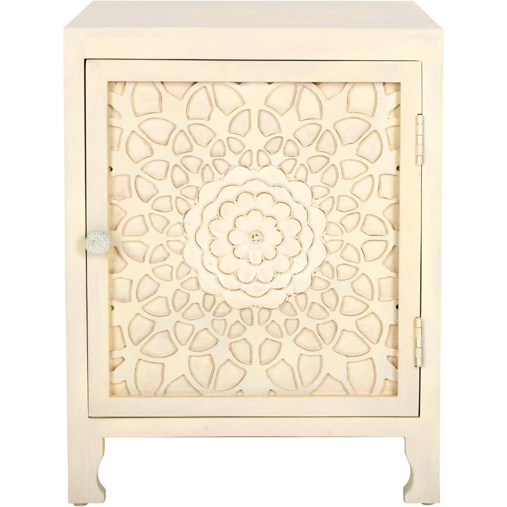 image:imageSAFAVIEH Home Collection Rayetta White Wash 2Shelf 1Door Nightstand Fully Assembled
