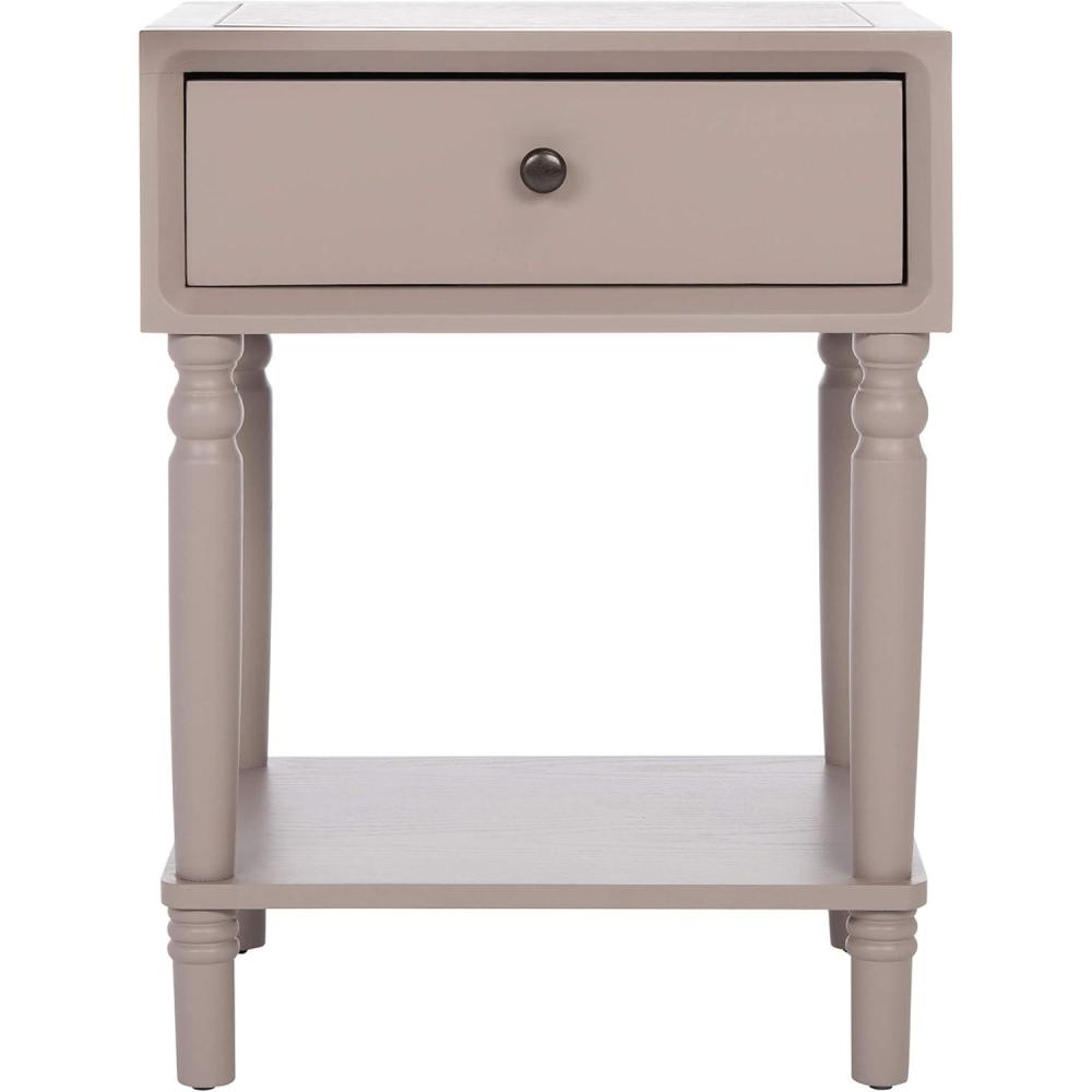 image:imageSAFAVIEH Home Collection Siobhan Vanilla Solid Wood 1Drawer Nightstand Accent TableGrey