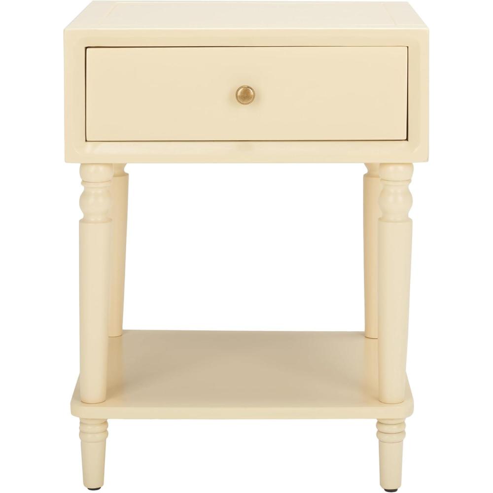 image:imageSAFAVIEH Home Collection Siobhan Vanilla Solid Wood 1Drawer Nightstand Accent TableVanilla