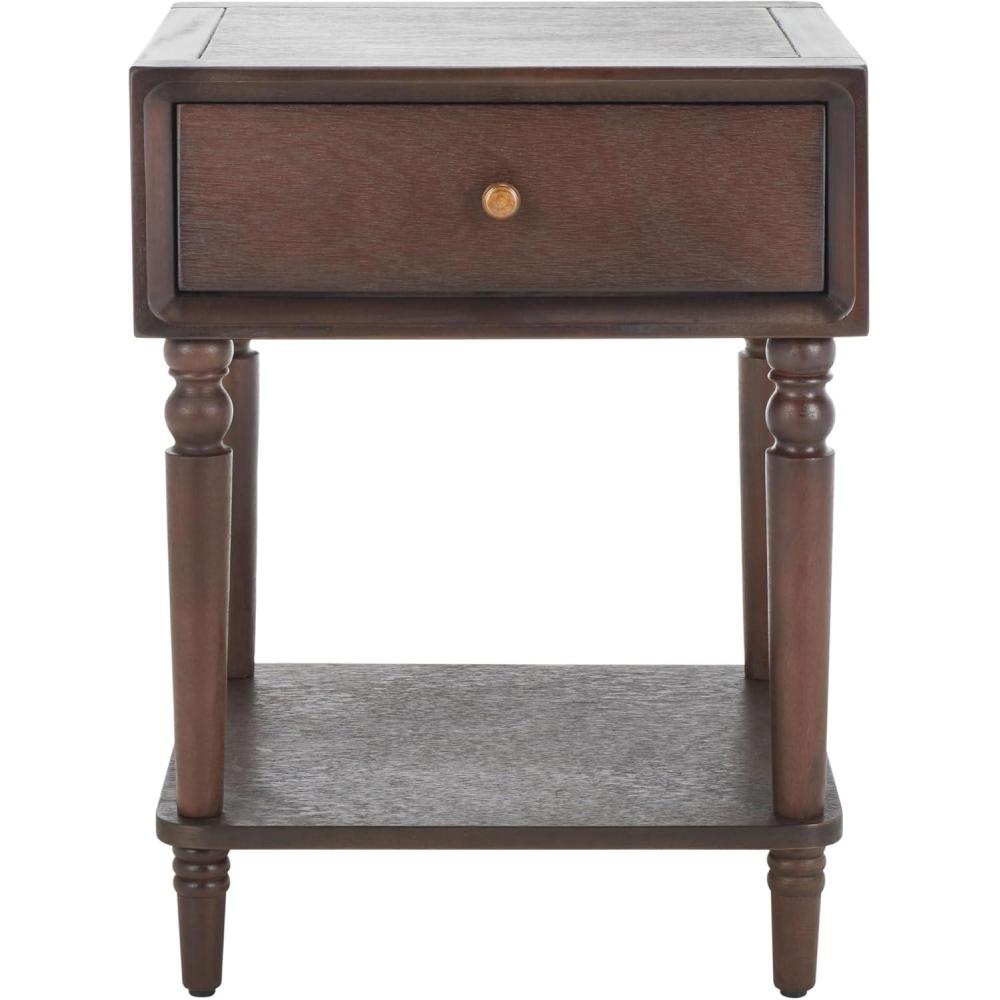 image:imageSAFAVIEH Home Collection Siobhan Vanilla Solid Wood 1Drawer Nightstand Accent TableWalnut
