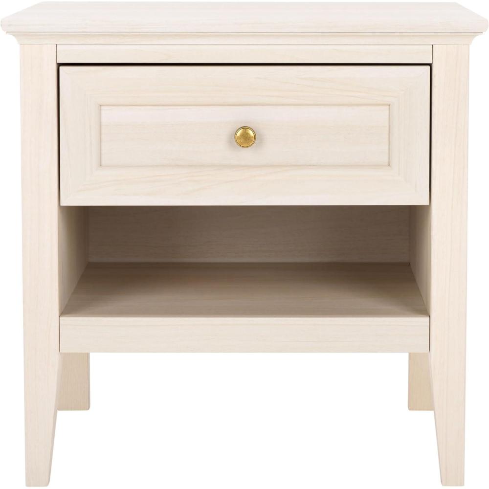 image:imageSAFAVIEH Home Collection Sondra Distressed BlackGold 2Drawer NightstandBleached WhiteGold