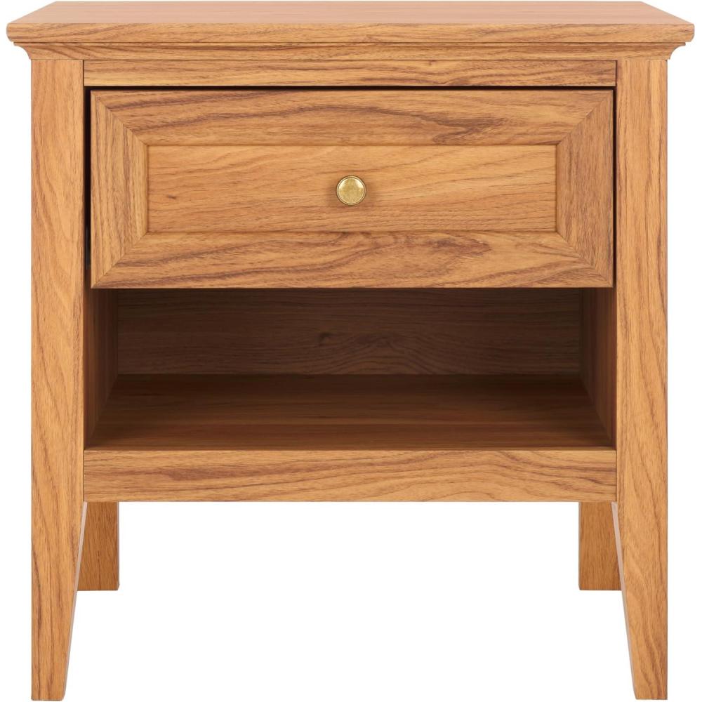 image:imageSAFAVIEH Home Collection Sondra Distressed BlackGold 2Drawer NightstandOakGold