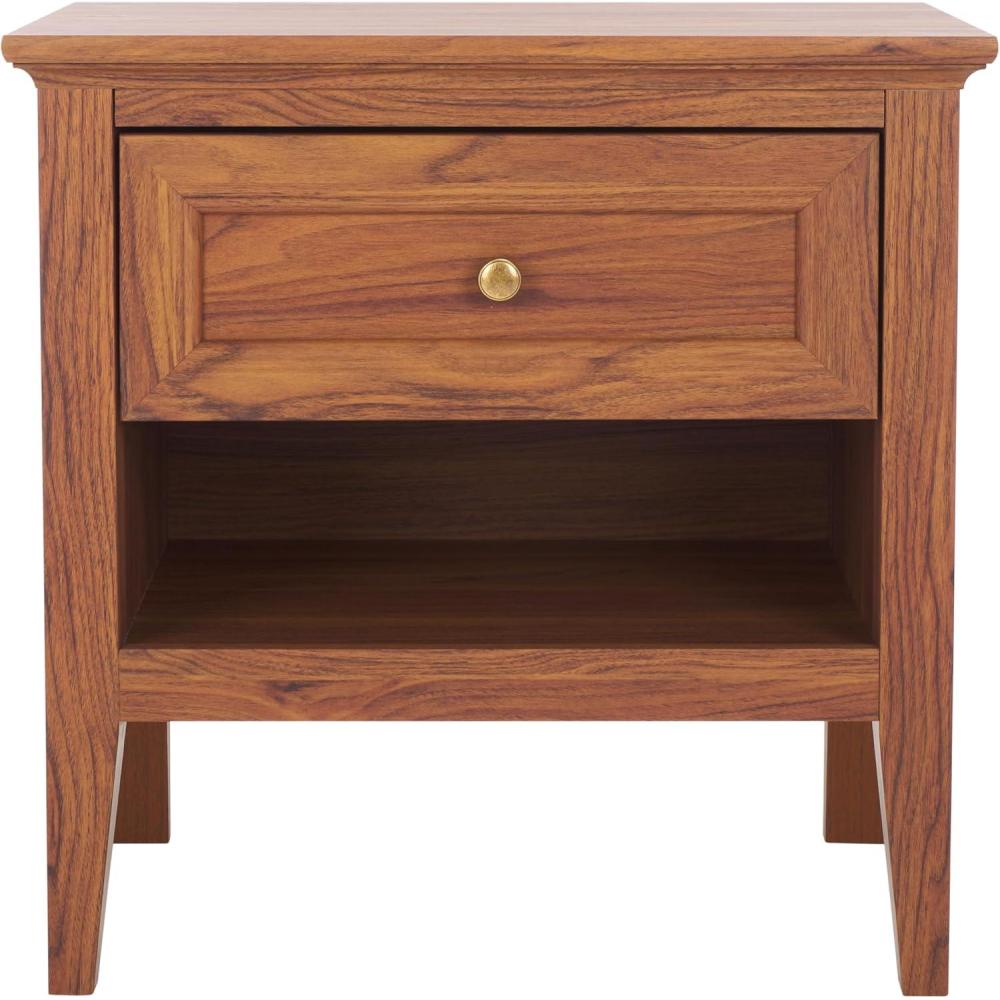image:imageSAFAVIEH Home Collection Sondra Distressed BlackGold 2Drawer NightstandWalnutGold