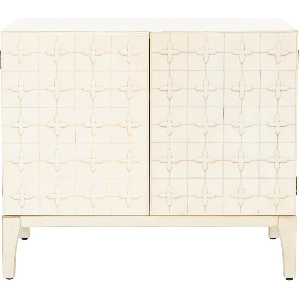 image:imageSAFAVIEH Home Collection Sula Antique White 2Door 2Shelf Storage Living Room Bedroom Chest Fully Assembled