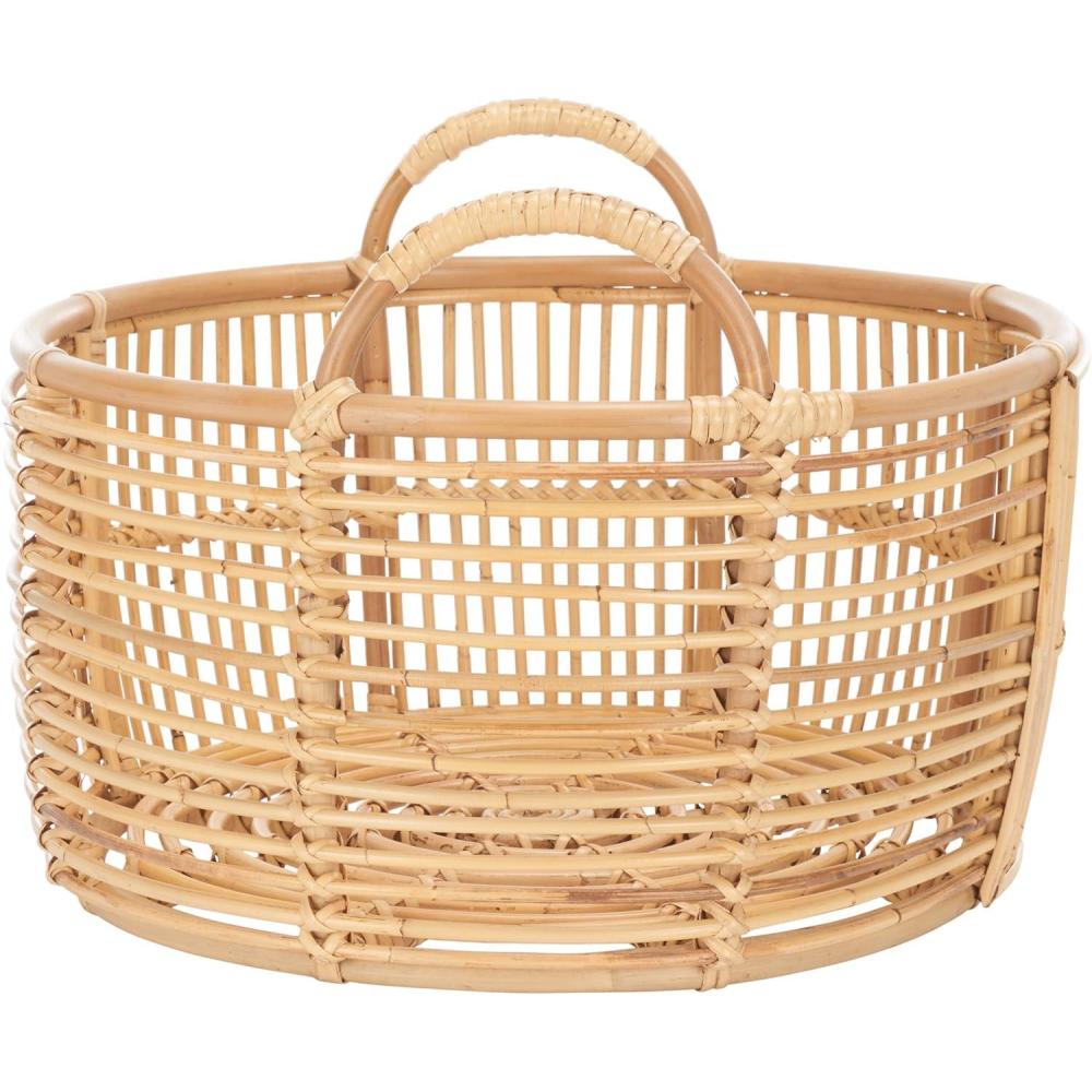 image:imageSAFAVIEH Home Collection Tyra Natural Rattan Basket Fully Assembled