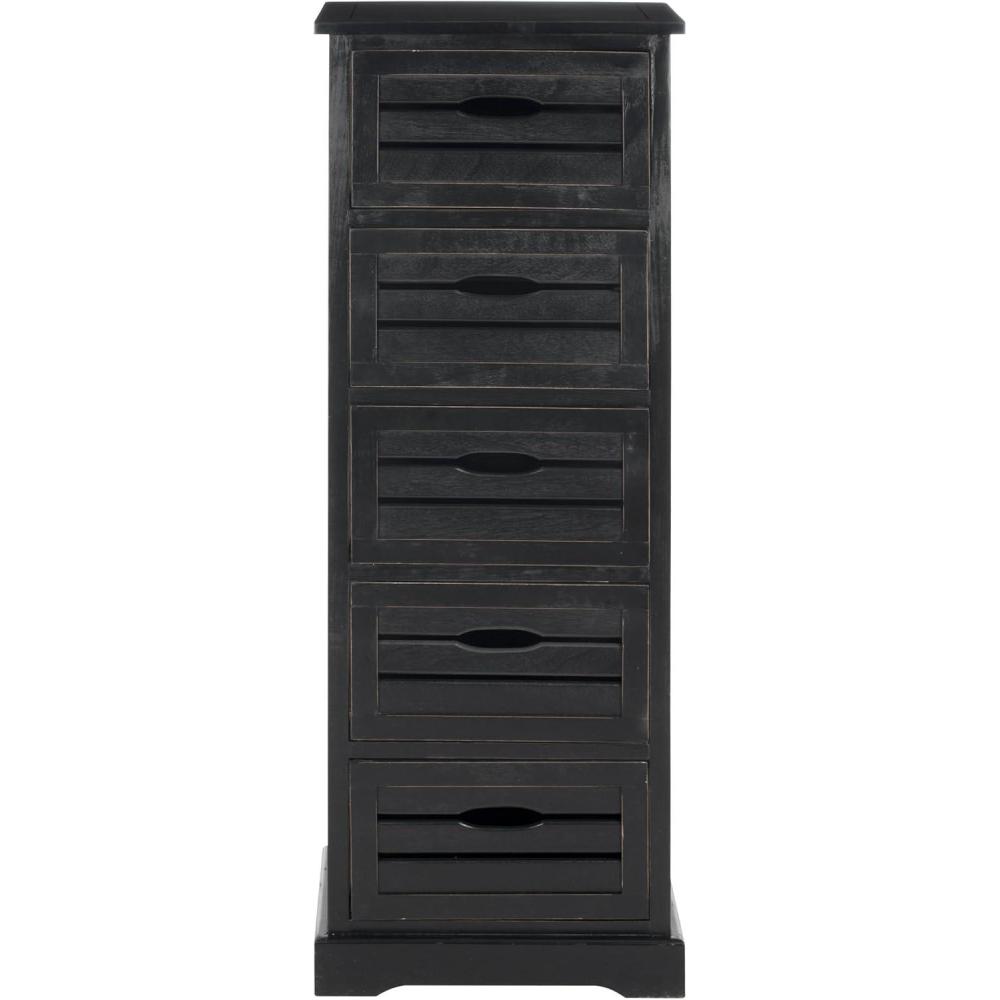 image:imageSafavieh American Homes Collection Sarina Cherry 5Drawer CabinetDistressed Black