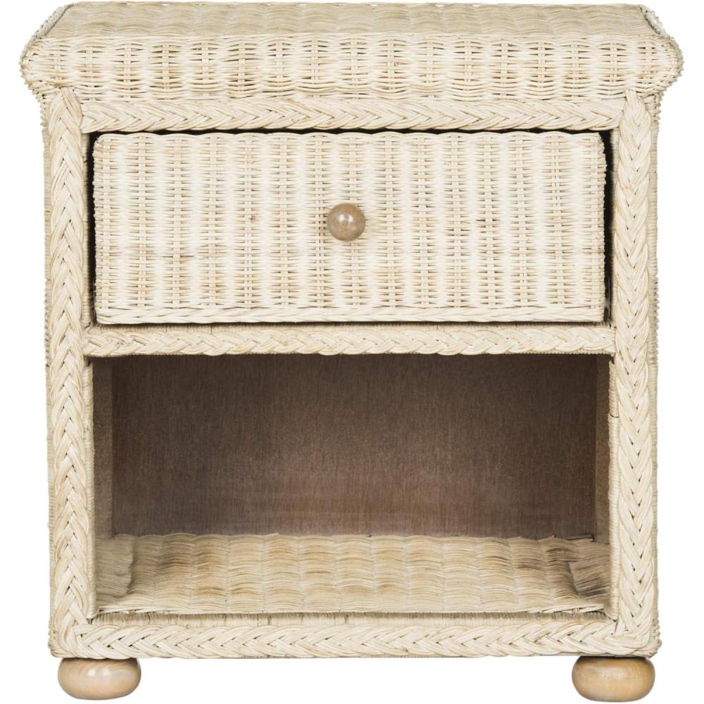 image:imageSafavieh Home Collection Adira Natural White Wash Wicker 1Drawer Nightstand Normal SEA8002A
