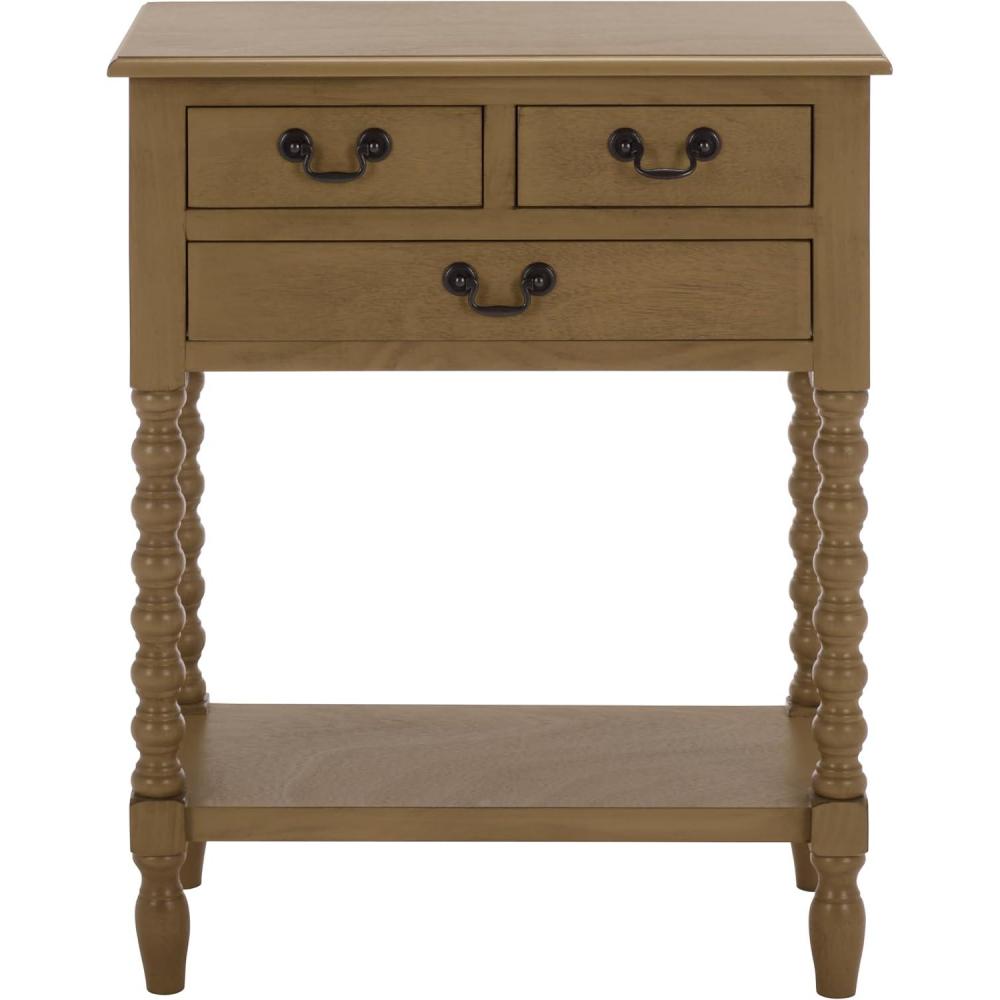 image:imageSafavieh Home Collection Athena Black 3Drawer Console TableDesert Brown