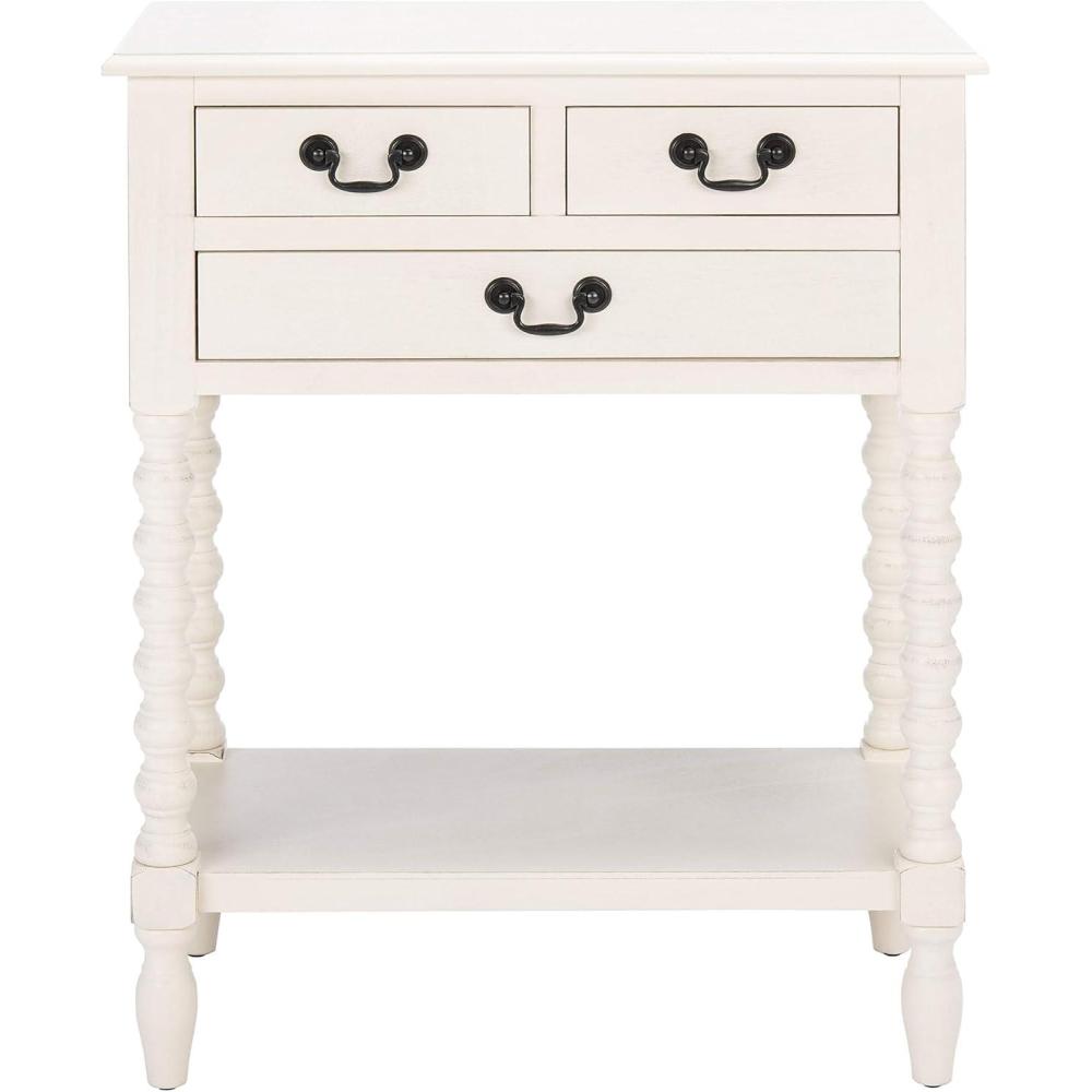 image:imageSafavieh Home Collection Athena Black 3Drawer Console TableDistressed White
