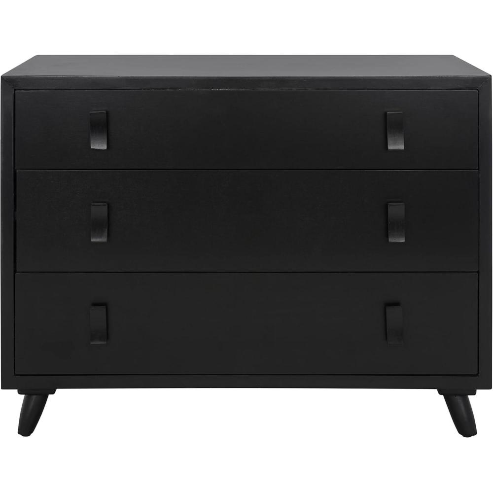 image:imageSafavieh Home Collection Blaize Black 3Drawer Nightstand Dresser ChestBlack