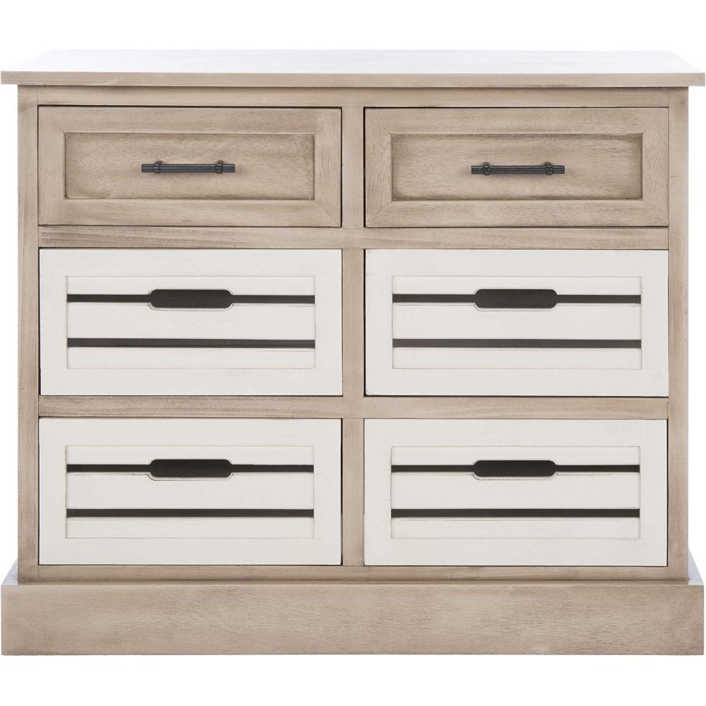 image:imageSafavieh Home Collection Briar Brown and Sand 6 Removable Drawer Storage ChestSand  Distressed White