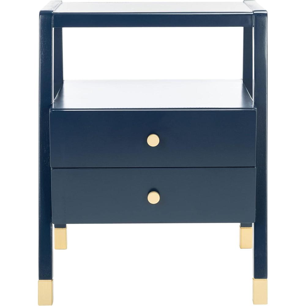 image:imageSafavieh Home Collection Cove WhiteGold 2Drawer 1Shelf Accent Table Fully Assembled ACC6602BNavyGold