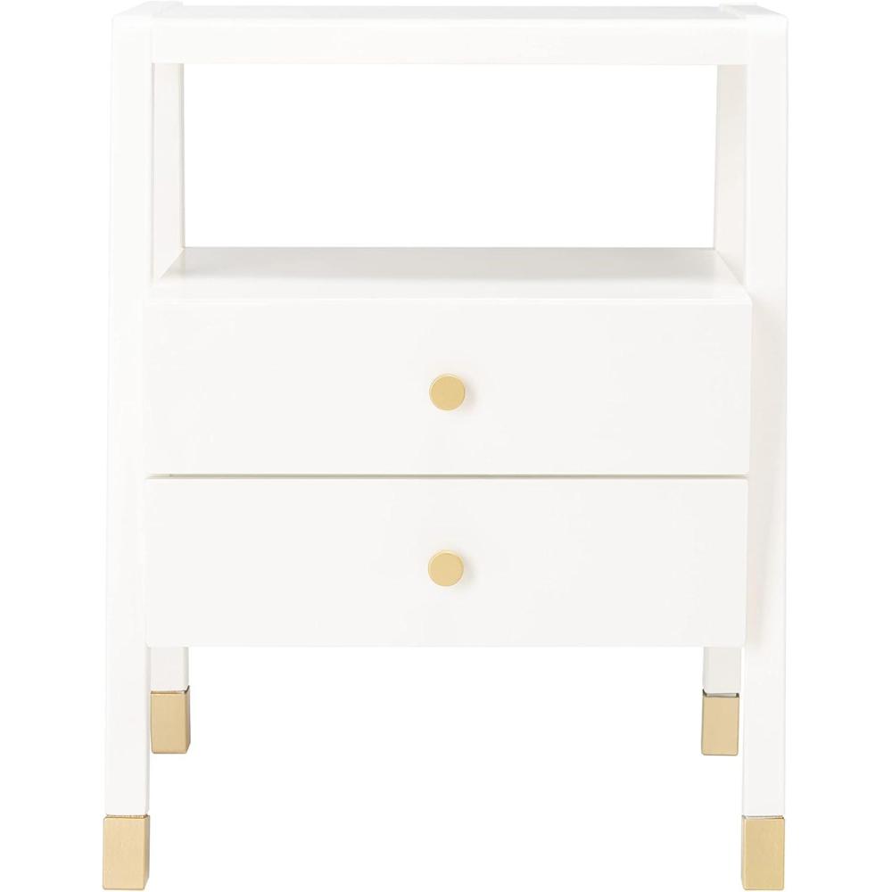 image:imageSafavieh Home Collection Cove WhiteGold 2Drawer 1Shelf Accent Table Fully Assembled ACC6602BWhiteGold