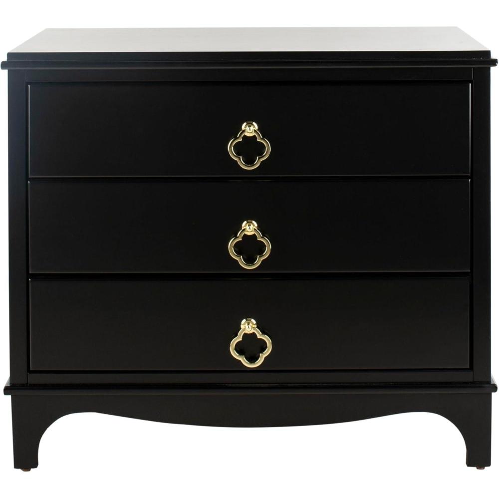 image:imageSafavieh Home Collection Hannon 3 Drawer Contemporary NightstandBlack Brass