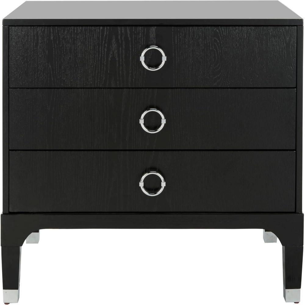 image:imageSafavieh Home Collection Lorna 3 Drawer Contemporary Night Stand Nightstand BlackBlack