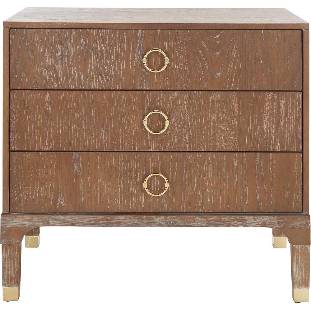 image:imageSafavieh Home Collection Lorna 3 Drawer Contemporary Night Stand Nightstand BlackNatural