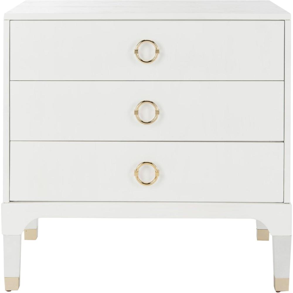 image:imageSafavieh Home Collection Lorna 3 Drawer Contemporary Night Stand Nightstand BlackWhite