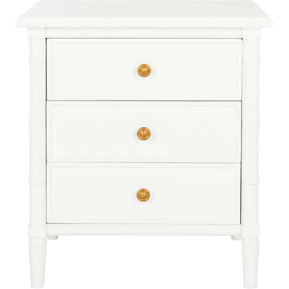 image:imageSafavieh Home Collection Mina Modern Coastal 3 Drawer 25 Bamboo Nightstand NavyWhiteGold