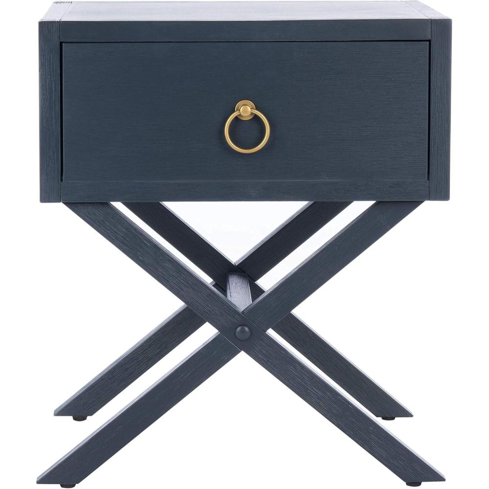 image:imageSafavieh Home Collection Odilia Turquoise and Gold 1Drawer Nightstand 16D x 19W x 22HNavy